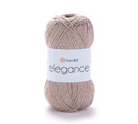 YarnArt Elegance Sparkly Yarn - Metallic Cotton Blend, Fine Sport for Knitting & Crochet, Lightweight Thread for Shawls & Sweaters, 50g (130m), Beige (1, 121)