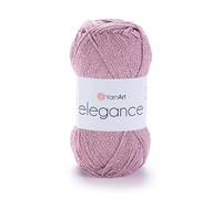 YarnArt Elegance Sparkly Yarn - Metallic Cotton Blend, Fine Sport for Knitting & Crochet, Lightweight Thread for Shawls & Sweaters, 50g (130m), Powder Pink (1, 110)