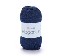 YarnArt Elegance Sparkly Yarn - Metallic Cotton Blend, Fine Sport for Knitting & Crochet, Lightweight Thread for Shawls & Sweaters, 50g (130m), Navy Blue (1, 105)