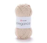 YarnArt Elegance Sparkly Yarn - Metallic Cotton Blend, Fine Sport for Knitting & Crochet, Lightweight Thread for Shawls & Sweaters, 50g (130m), Light Beige - (1, 119)