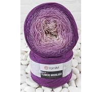 YarnArt Flowers Moonlight Glitter Cotton Yarn, Silvery Cake, Multicolor Cotton, Soft, Rainbow Crochet, Metallic Lurex handknit Shiny, Weight 9.17oz Length 1093 Yards (3290)