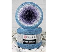 YarnArt Flowers Moonlight - Gradient Cotton Acrylic Yarn with Metallic Lurex, 9.17oz (250g), 1093 Yards - Shiny, Multicolor Cake Yarn for Crochet, Knitting, Shawls & DIY Projects (3264)