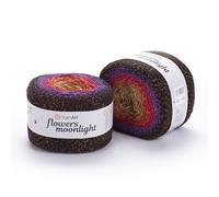 YarnArt Flowers Moonlight - Gradient Cotton Acrylic Yarn with Metallic Lurex, 9.17oz (250g), 1093 Yards - Shiny, Multicolor Cake Yarn for Crochet, Knitting, Shawls & DIY Projects (3265)