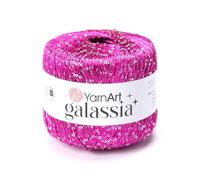 YarnArt Galassia Glitter Yarn - Fine Sparkly Polyester Thread for Knitting & Crochet, Lightweight Sequin Effect Yarn for Shawls, Blouses & Summer Accessories (5802, Fuchsia Pink)