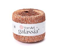 YarnArt Galassia Glitter Yarn - Fine Sparkly Polyester Thread for Knitting & Crochet, Lightweight Sequin Effect Yarn for Shawls, Blouses & Summer Accessories (5820, Copper Brown)