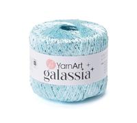 YarnArt Galassia Glitter Yarn - Fine Sparkly Polyester Thread for Knitting & Crochet, Lightweight Sequin Effect Yarn for Shawls, Blouses & Summer Accessories (5811, Ice Blue)