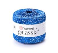 YarnArt Galassia Glitter Yarn - Fine Sparkly Polyester Thread for Knitting & Crochet, Lightweight Sequin Effect Yarn for Shawls, Blouses & Summer Accessories (5812, Electric Blue)