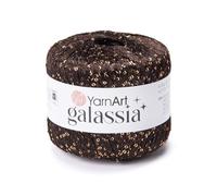 YarnArt Galassia Glitter Yarn - Fine Sparkly Polyester Thread for Knitting & Crochet, Lightweight Sequin Effect Yarn for Shawls, Blouses & Summer Accessories (5819, Dark Brown)