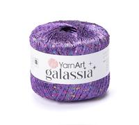 YarnArt Galassia Glitter Yarn - Fine Sparkly Polyester Thread for Knitting & Crochet, Lightweight Sequin Effect Yarn for Shawls, Blouses & Summer Accessories (5803, Purple)