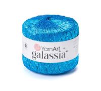 YarnArt Galassia Glitter Yarn - Fine Sparkly Polyester Thread for Knitting & Crochet, Lightweight Sequin Effect Yarn for Shawls, Blouses & Summer Accessories (5813, Turquoise)