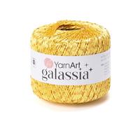 YarnArt Galassia Glitter Yarn - Fine Sparkly Polyester Thread for Knitting & Crochet, Lightweight Sequin Effect Yarn for Shawls, Blouses & Summer Accessories (5828, Golden Yellow)
