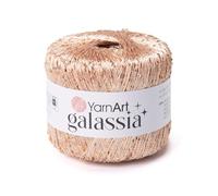 YarnArt Galassia Glitter Yarn - Fine Sparkly Polyester Thread for Knitting & Crochet, Lightweight Sequin Effect Yarn for Shawls, Blouses & Summer Accessories (5822, Champagne Beige)