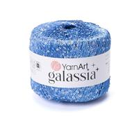 YarnArt Galassia Glitter Yarn - Fine Sparkly Polyester Thread for Knitting & Crochet, Lightweight Sequin Effect Yarn for Shawls, Blouses & Summer Accessories (5809, Royal Blue)