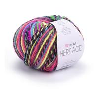 YarnArt Heritage Medium Weight Variegated Wool Yarn - 125m/50g, Multicolor, 25% Wool - 75% Acrylic, Ideal for Winter Knitting, Sweaters, Cardigans, Scarves, Hats (340)
