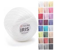 YarnArt Iris - Mercerized Cotton Thread for Crochet & Lace, 100% Cotton, 20g 138m, Fine Weight, Ideal for Doilies, Tablecloths, Summer Garments & Home Decor (1, 910 - White)