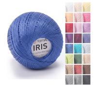 YarnArt Iris - Mercerized Cotton Thread for Crochet & Lace, 100% Cotton, 25g 170m, Fine Weight, Ideal for Doilies, Tablecloths, Summer Garments & Home Decor (1, 922 - Royal Blue)