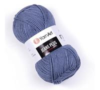 YarnArt Jeans Plus Yarn Cotton Blend Yarn - Knitting & Crochetting Soft Baby Yarn 55% Cotton 45% Acrylic, 100 g (3.5 oz), 160 m (174 yds), Yarn Weight : 4, (1 Skein) (68)