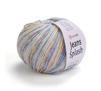 YarnArt Jeans Splash - Variegated Cotton Blend Yarn, 55% Cotton 45% Acrylic, Sport Weight - 1 Skein (50g, 174 yds) - Soft Yarn for Knitting, Crochet, Amigurumi (956)