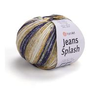 YarnArt Jeans Splash - Variegated Sport Yarn 55% Cotton 45% Acrylic 1 Skein/Ball 50g 174yds Soft Cotton Yarn for Knitting & Amigurumi