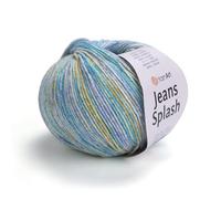YarnArt Jeans Splash - Variegated Sport Yarn 55% Cotton 45% Acrylic 1 Skein/Ball 50g 174yds Soft Cotton Yarn for Amigurumi
