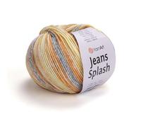 YarnArt Jeans Splash - Variegated Sport Yarn 55% Cotton 45% Acrylic 1 Skein/Ball 50g 174yds Soft Cotton Yarn for Amigurumi