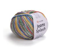 YarnArt Jeans Splash Variegated Yarn - 55% Cotton 45% Acrylic, 50g (1.76oz), 160m (174yds) - Soft Sport Weight Multicolor Yarn for Knitting, Crochet, Amigurumi, Baby Clothes & DIY Projects (952)