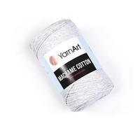 YarnArt Macrame Cotton - 80% Cotton, 20% Polyamide Macrame Cord, Medium Weight, 8.8 oz (250g), 246 yds - Knitting, Crochet & Unique Macrame Crafts (756-Light Grey)