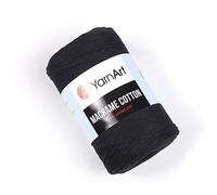 YarnArt Macrame Cotton - 80% Cotton, 20% Polyamide Macrame Cord, Medium Weight, 8.8 oz (250g), 246 yds - Knitting, Crochet & Unique Macrame Crafts (750-Black)