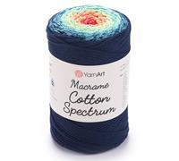 YarnArt Macrame Cotton Spectrum - 80% Cotton Multicolor Cord - 8.8 oz (250g), 246 yds (225m) - Colorful Rope for Knots, Weaving, DIY Crafts - Worsted Weight Aran (4) (1318)