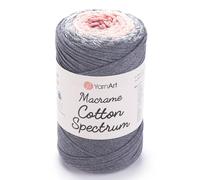 YarnArt Macrame Cotton Spectrum Macrame Cord 8.80 Oz, 246.06 Yds 80% Cotton Macrame Rope Multicolor Macrame, Colorful Macrame Yarn Weight Worsted - Aran(4) (1306)