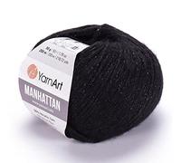 YARNART Manhattan Glittery Knitting, Sparkle & Shiny Metallic Yarn - Wool & Acrylic Fantasy, 1.76 Oz, 218.72 Yds (916)