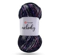 YarnArt Melody Variegated Chainette - Metallic Sheen Fiber for Knitting, Crochet & Embroidery, 100g (3.5 oz) Skein, 230m (251 yd), Premium Blend of 70% Polyamide 21% Acrylic 9% Wool (903)