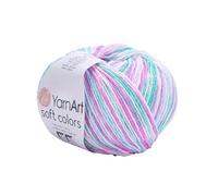 YarnArt Soft Colors - Variegated Sport Yarn 55% Cotton 45% Acrylic - 1 Skein/Ball 50g 174 Yds - Soft Knitting Cotton for Amigurumi