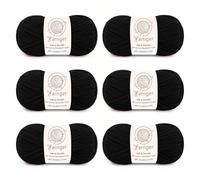 Yarnger DK Acrylic Yarn, 6x50g Double Knitting Yarn, Black | Soft & Durable DK Yarn | 100% Acrylic Yarn | Knitting & Crochet Yarn for Blanket / Granny Square