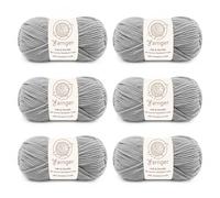 Yarnger DK Acrylic Yarn, 6x50g Double Knitting Yarn, Light Gray | Soft & Durable DK Yarn | 100% Acrylic Yarn | Knitting & Crochet Yarn for Blanket / Granny Square