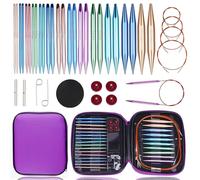 Yarniss 13 Pair Circular Knitting Needle Set 3.0~10.0mm, Interchangeable Aluminum Knitting Needles with Case