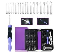 Yarniss 17 Sizes Lighted Crochet Hooks Set,Lighted Crochet Hooks Set- Rechargeable Crochet Hook with Latest Case, NVC018