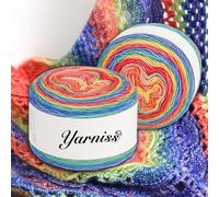 Yarniss Crochet Cake Yarn for Knitting, Gradient-Colored Ombre Yarn for Blanket&Shawl, Rainbow Cotton Yarn 2x150g