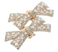 YARNOW 1 Pair Bridal Shoe Clips Bow Shape High Heel Clips in Golden Alloy and Crystal, Reusable and Attachable on Most Shoes, for Weddings and Valentine's Day Accessories