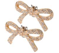 YARNOW 1 Pair Detachable Bowknot Shoe Buckles in Golden Rhinestone Alloy, Fashionable Bow Shaped Shoe Clips for Women, for DIY and Prom Decoration