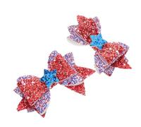 YARNOW 1 Pair Lightweight Fake Leather Star and Bow Hair Clips and Women, Cute Barrettes with Unique Design, Holiday Accessories for 4th of July Independence Day Party