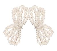 YARNOW 1 Pair Pearl Bow Shoe Clips Decorative Shoe Charms for Women High Heels with Delicate Design Suitable for Proms and Occasions White Colour