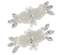 YARNOW 1 Pair Pearl Flower Shoe Clips Shoe Accessories Rhinestone Metal Plastic Easily Attached Reusable White Bridal Wedding High Heels Evening Party