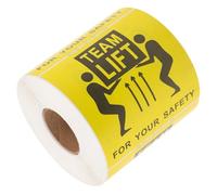 YARNOW 1 Roll 500 Labels Adhesive Sticker Team Lift Label Heavy Package Easily Visible Caution Warning Sign Assorted Colour for Large-Scale Packaging Logistics