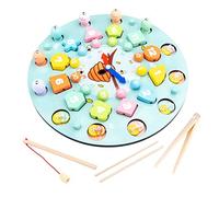 YARNOW 1 Set Fishing Game Educational Preschool Learning Puzzle Board for Multi Functional Double Sided Clock Lacing Develops Hand Eye Coordination Cognition Creativity