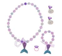 YARNOW 1 Set Mermaid Tail Jewelry Set for Necklace Ring Ear Drops and Wrist Chain Fashionable Pearl Shell Accessories for Parties and Daily Wear