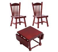 YARNOW 1 Set Mini Wooden Tables and Chairs Suit for Dollhouse Accessories American Style Birch Foldable Model Decorative Miniature Furniture Set