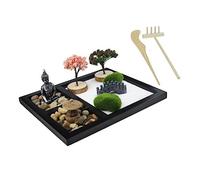 YARNOW 1 Set Mini Zen Garden Kit Charming Desktop Decoration with Rake and Buddha Statue for Home Office Indoor Relaxation and Beautiful Garden Ornament