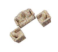 YARNOW 1 Set Miniature Sofa Set for Doll Houses Floral Pattern Furniture with Cushions for Collections and DIY Crafts
