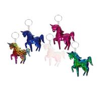 YARNOW 10 Pcs Unicorn Pendant Key Chains with Reversible Sequins Lightweight Car Key Rings for Colorful Sparkly Party Favors and Backpack Accessories